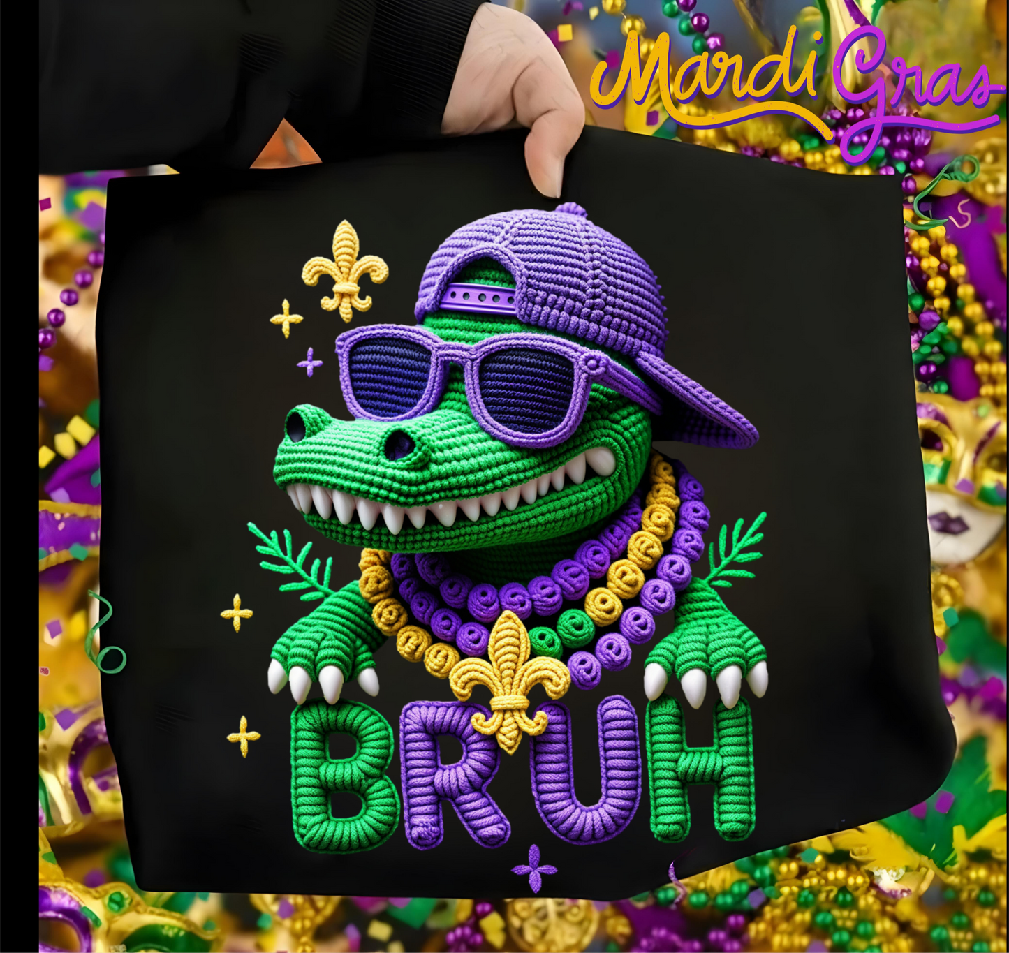 Mardi Gras Gator DTF shirt