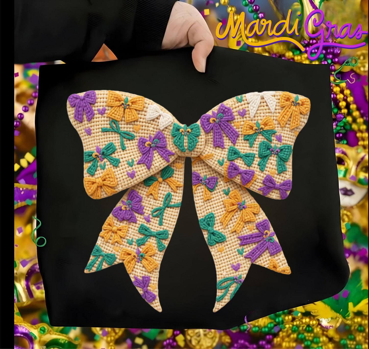 Yellow Bow Mardi Gras DTF shirt
