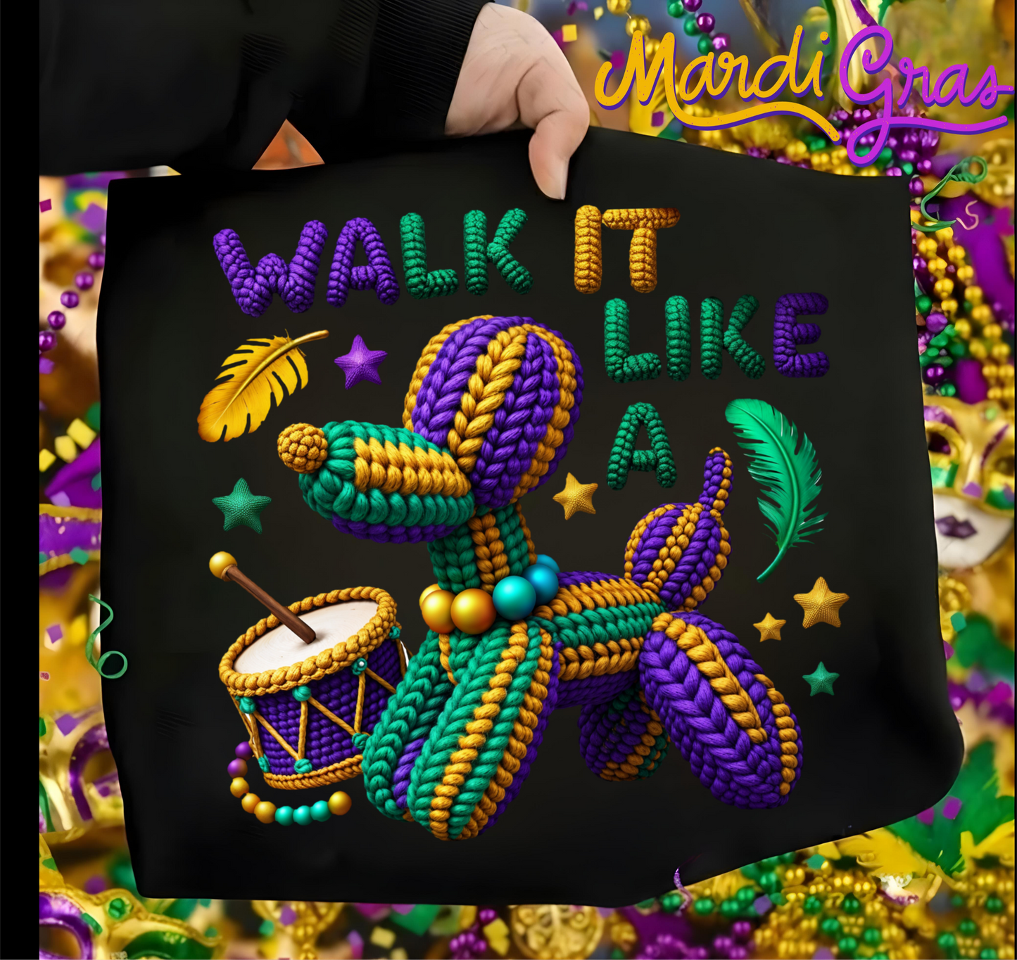 Mardi Gras Walk It Like A Dog DTF shirt
