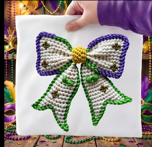 Mardi Gras Bow DTF shirt